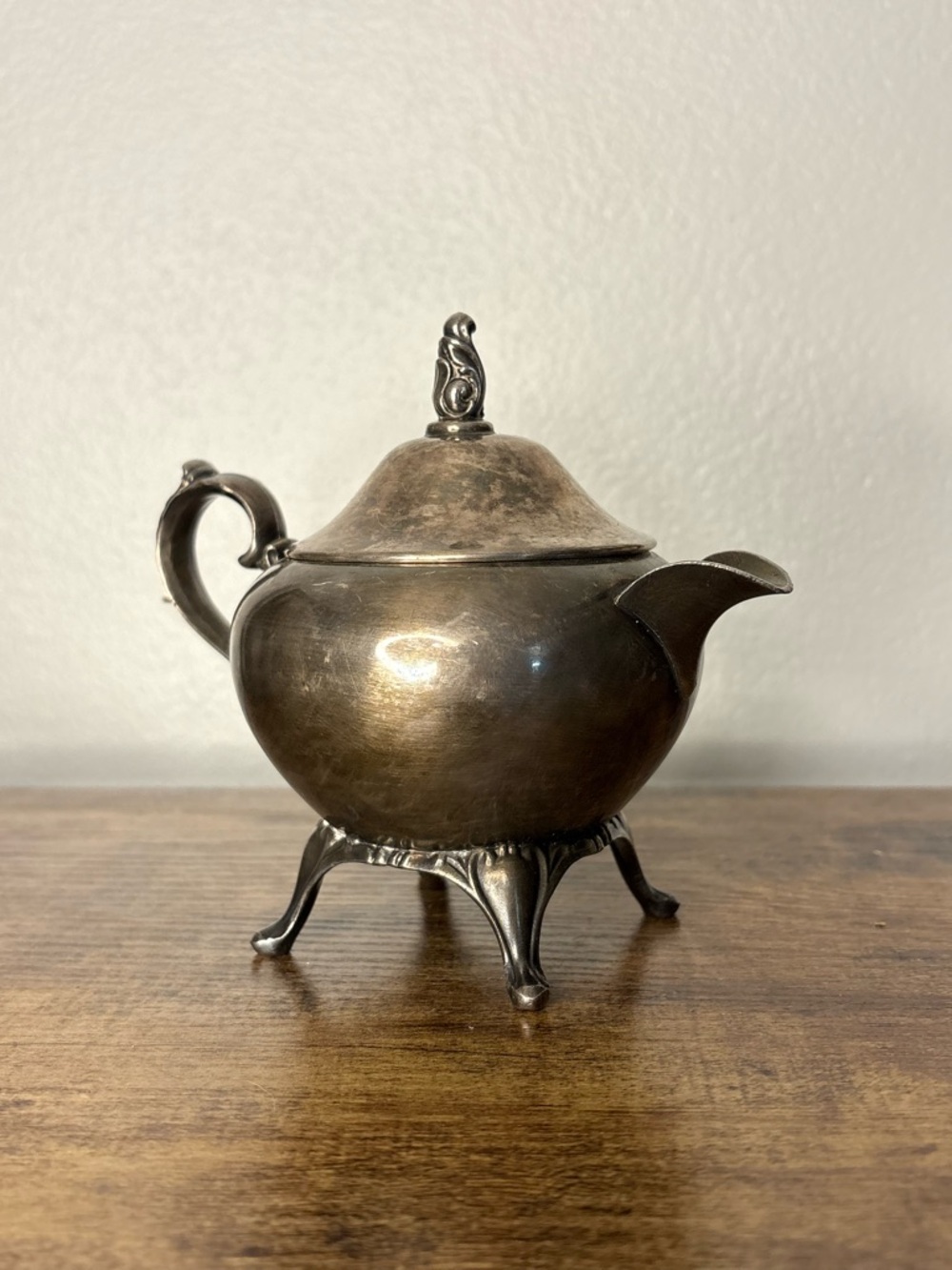 Vintage Silver-Tone Footed Creamer Pitcher